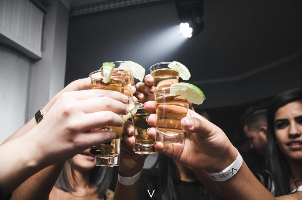 group of friends taking shots - Myrtle Beach nightlife